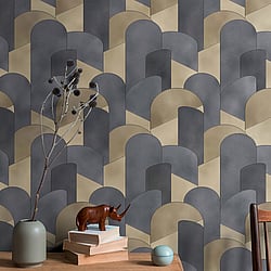 Galerie Wallcoverings Product Code 10155-15 - Elle Decoration Wallpaper Collection - Gold Black Colours - 3D Geometric Graphic Design