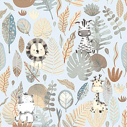Galerie Wallcoverings Product Code 14836 - Little Explorers 2 Wallpaper Collection - Heavenly Colours - If you’re looking for a cute jungle wallpaper for your child’s bedroom or nursery, look no further than our heartwarming Savannah wallpaper design. This fun design for kids features stylish pastel leaves, and hidden beneath them are four jungle friends that your child will love and admire on their wall – including a cute zebra and a happy hippo! The soft, muted tones on a creamy background will create a modern and warm feel in your child’s bedroom, nursery, or playroom. All the wallpapers in this collection have been designed to complement each other, which can add even more interest to this lovingly-created kids wallpaper. Savannah is a fun animal wallpaper that will really transform your little one’s space! Design