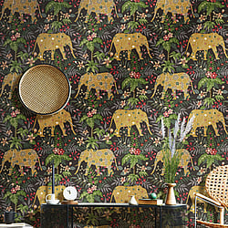 Galerie Wallcoverings Product Code 18549 - Into The Wild Wallpaper Collection - Black Colours - Elephant Design