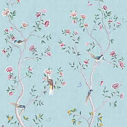 Galerie Wallcoverings Product Code 1911-1 - Spring Blossom Wallpaper Collection - Turqouise Colours - CHINOISERIE MURAL Design