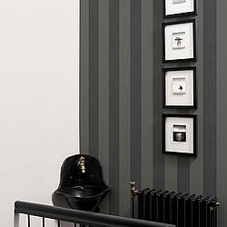 Galerie Wallcoverings Product Code 200233 - Venise Wallpaper Collection - Black Colours - Stripe Design