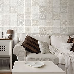 Galerie Wallcoverings Product Code 21031 - Skagen Wallpaper Collection - Beige Colours - Funky Tiles Design
