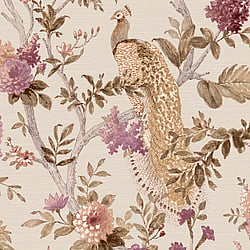 Galerie Wallcoverings Product Code 25754 - Cottage Chic Wallpaper Collection - Pink Beige Colours - Pavone Platino Design