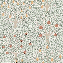 Galerie Wallcoverings Product Code 33011 - Apelviken Wallpaper Collection - White Green Colours - Apples and Pears Design
