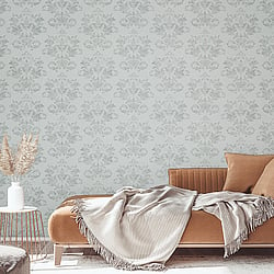 Galerie Wallcoverings Product Code 34014 - Hotel Wallpaper Collection - Grey, Silver Colours - A textured damask Design