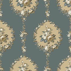 Galerie Wallcoverings Product Code 3903 - Italian Damasks 3 Wallpaper Collection - Blue Cream Colours - Traditional Floral Design