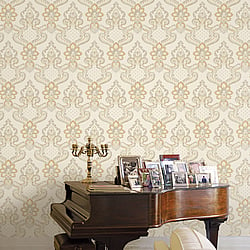 Galerie Wallcoverings Product Code 42503 - Opulence Wallpaper Collection - Gold Cream Colours - Luxury Italian Damask Design