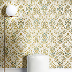 Galerie Wallcoverings Product Code 42506 - Opulence Wallpaper Collection - Gold Blue Colours - Luxury Italian Damask Design