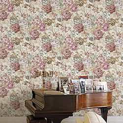 Galerie Wallcoverings Product Code 42534 - Opulence Wallpaper Collection - Pink Green Gold Colours - Italian Floral Design