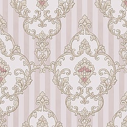 Galerie Wallcoverings Product Code 4604 - Italian Glamour Wallpaper Collection - Pink Colours - Damask over Stripe Design