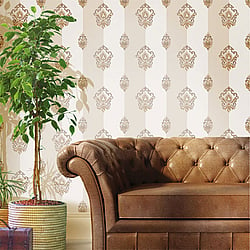 Galerie Wallcoverings Product Code 4622 - Italian Glamour Wallpaper Collection - Beige Colours - Damask Stripe Design
