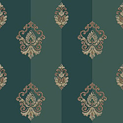 Galerie Wallcoverings Product Code 4625 - Italian Glamour Wallpaper Collection - Green Colours - Damask Stripe Design
