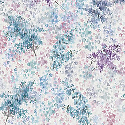 Galerie Wallcoverings Product Code 47450 - Flora Wallpaper Collection - White, Blue, Purple Colours - Soft Foliage Design