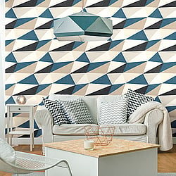 Galerie Wallcoverings Product Code 51183601 - Skandinavia 2 Wallpaper Collection - Blue Black Beige Cream Colours - Blue Triangle Geometric Design