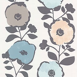 Galerie Wallcoverings Product Code 51183703 - Skandinavia 2 Wallpaper Collection - Peach Blue Beige Colours - Peach Blue Skandi Floral Bloom Design