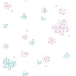 Galerie Wallcoverings Product Code 5459 - Little Explorers Wallpaper Collection - Pink Blue White Colours - Pink and Blue Butterflies Design