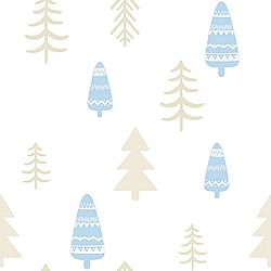 Galerie Wallcoverings Product Code 5466 - Little Explorers Wallpaper Collection - Blue Gold Colours - Blue Trees Design