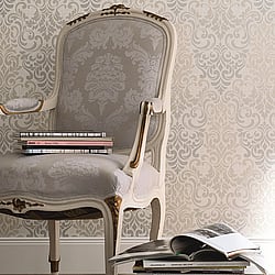 Galerie Wallcoverings Product Code 58211 - Classique Wallpaper Collection - Silver Grey Beige Colours - All Over Damask Design