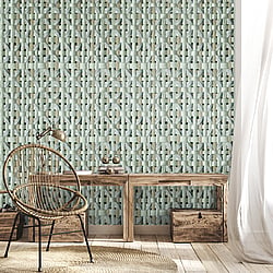 Galerie Wallcoverings Product Code 65341 - Pepper Wallpaper Collection - Green Pepper Colours - Octagonal Honeycomb Design
