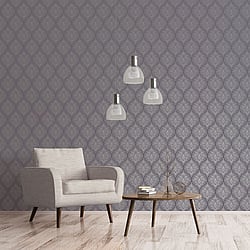Galerie Wallcoverings Product Code 7008 - Emporium Wallpaper Collection - Purple Silver Colours - Emporium Ogee Design