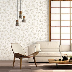 Galerie Wallcoverings Product Code 7300 - Evergreen Wallpaper Collection - Light Beige Colours - Fossil Leaf Toss Design