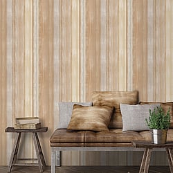 Galerie Wallcoverings Product Code 7350 - Evergreen Wallpaper Collection - Ochre Brown Colours - Waterfall Stripe Design