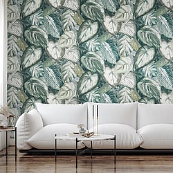 Galerie Wallcoverings Product Code 81344 - Pepper Wallpaper Collection - Green Pepper Colours - Ficus Design