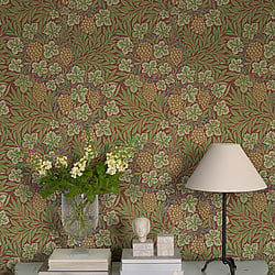 Galerie Wallcoverings Product Code 82018 - Hidden Treasures Wallpaper Collection - Red green Colours - Vine Design