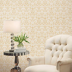 Galerie Wallcoverings Product Code 95514 - Ornamenta 2 Wallpaper Collection - White Gold Colours - Toscano Damask Design