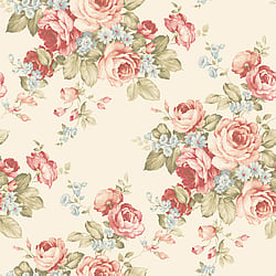 Galerie Wallcoverings Product Code AB27614 - Abby Rose 4 Wallpaper Collection - Cream Pink Blue Olive Green Colours - Grand Floral Design