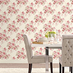 Galerie Wallcoverings Product Code AF37702 - Abby Rose 4 Wallpaper Collection - Red Creamgreen Colours - Grand Floral Design