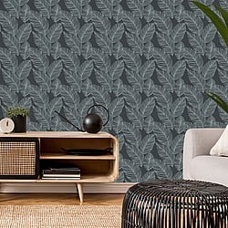 Galerie Wallcoverings Product Code AM30014 - Amazonia Wallpaper Collection - Black Silver Colours - Quill Design