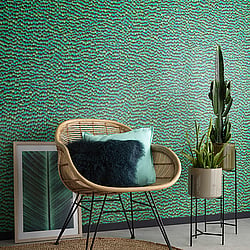 Galerie Wallcoverings Product Code AM30020 - Amazonia Wallpaper Collection - Green Colours - Feathers Design