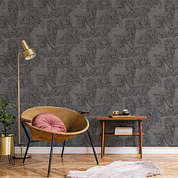 Galerie Wallcoverings Product Code BL22722 - Botanica Wallpaper Collection - Black Colours - Leopard Design