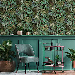 Galerie Wallcoverings Product Code BW51020 - Blooming Wild Wallpaper Collection - Yellow Green Colours - Tropical Leaf Motif Design