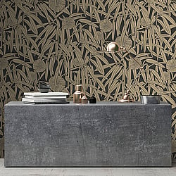 Galerie Wallcoverings Product Code DA23232 - Luxe Wallpaper Collection - Gold Black Colours - Two Tone Leaf Design