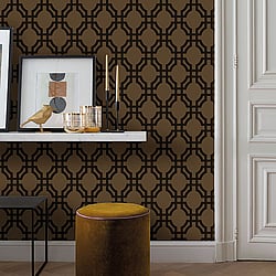 Galerie Wallcoverings Product Code DA23264 - Luxe Wallpaper Collection - Brown Black Colours - Luxe Trellis Design
