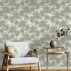 Galerie Wallcoverings Product Code ED13054 - Ted Baker Eden Wallpaper Collection - White Green Colours - Treetops Design