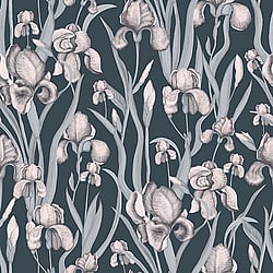 Galerie Wallcoverings Product Code EL21026 - Elisir Wallpaper Collection - Navy Blue Lilac Colours - Iris Whisper Design