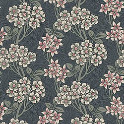 Galerie Wallcoverings Product Code ET12010 - Arts And Crafts Wallpaper Collection - Dark Grey Olive White Colours - Floral Vine Design