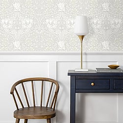 Galerie Wallcoverings Product Code ET12605 - Arts And Crafts Wallpaper Collection - Taupe Cream Colours - Ogee Flora Design
