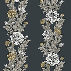 Galerie Wallcoverings Product Code ET12700 - Arts And Crafts Wallpaper Collection - White Beige Black Colours - Blooming Stripe Design