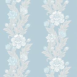 Galerie Wallcoverings Product Code ET12702 - Arts And Crafts Wallpaper Collection - White Blue Beige Colours - Blooming Stripe Design
