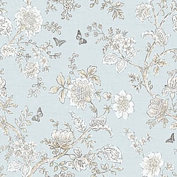 Galerie Wallcoverings Product Code FH37537 - Homestyle Wallpaper Collection - Blue Beige Brown Colours - Butterfly Toile Design