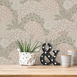 Galerie Wallcoverings Product Code FS72015 - Fusion Wallpaper Collection - Taupe   Pink Colours - Forest Bloom Motif Design
