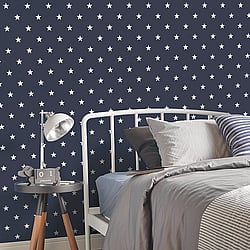 Galerie Wallcoverings Product Code G23107 - Deauville 2 Wallpaper Collection - Navy Blue White Colours - Deauville Star Design