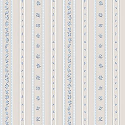 Galerie Wallcoverings Product Code G23221 - Country Cottage Wallpaper Collection - Blue Beige Colours - Floral Stripe Design