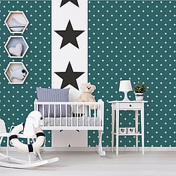 Galerie Wallcoverings Product Code G23349 - Deauville 2 Wallpaper Collection - Green White Colours - Deauville Star Design