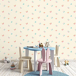 Galerie Wallcoverings Product Code G56007 - Just 4 Kids 2 Wallpaper Collection - Yellow Pink Blue Orange Colours - Butterflies Design