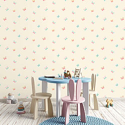 Galerie Wallcoverings Product Code G56007 - Just 4 Kids Wallpaper Collection - Yellow Pink Blue Orange Colours - Butterflies Design